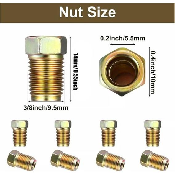 (30Pieces) 3/8 Inch-24 Threads Brake Line Fittings Assortment For 3/16 Inch Tube