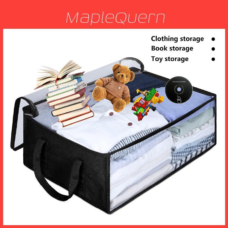 Clothing Storage Box With Clear Lid And Foldable Design For Bedroom And Closet Organization