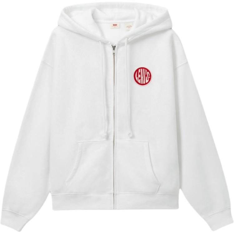 

Levi s Women s Logo Embroidered Fleece Lined Zip-Up Hoodie White A9416-0000 XS
