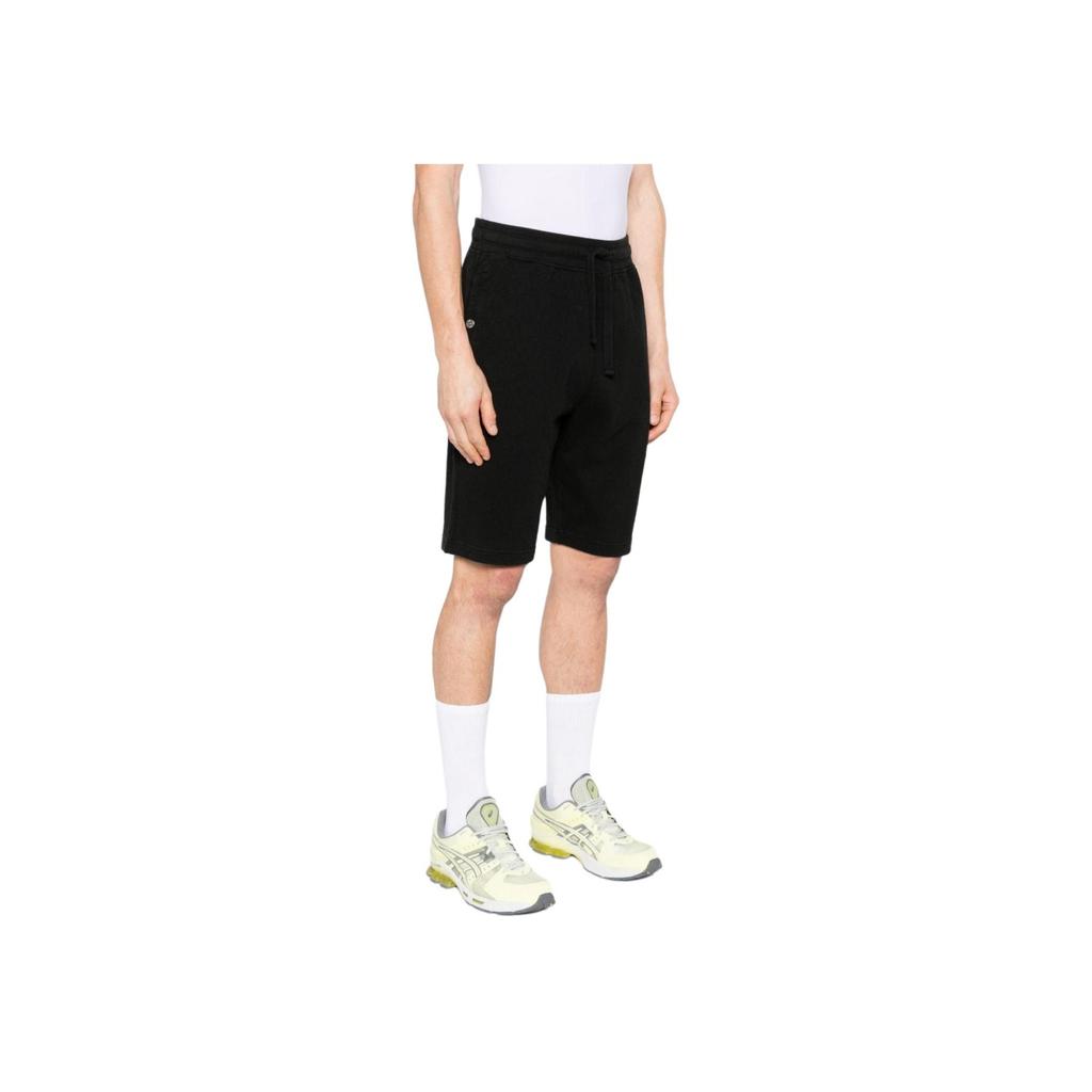 Stone Island Solid Color Mid Waist Fitted Drawstring Straight Leg Casual Shorts Men shorts Black 801563460-V0029