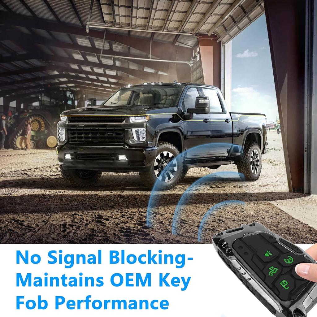 Key Fob Cover For Chevy Silverado GMC Sierra 1500 2500HD 3500HD (–2025), 5-Button Key Case With Keychain, Heavy Zinc Alloy Metal Protector