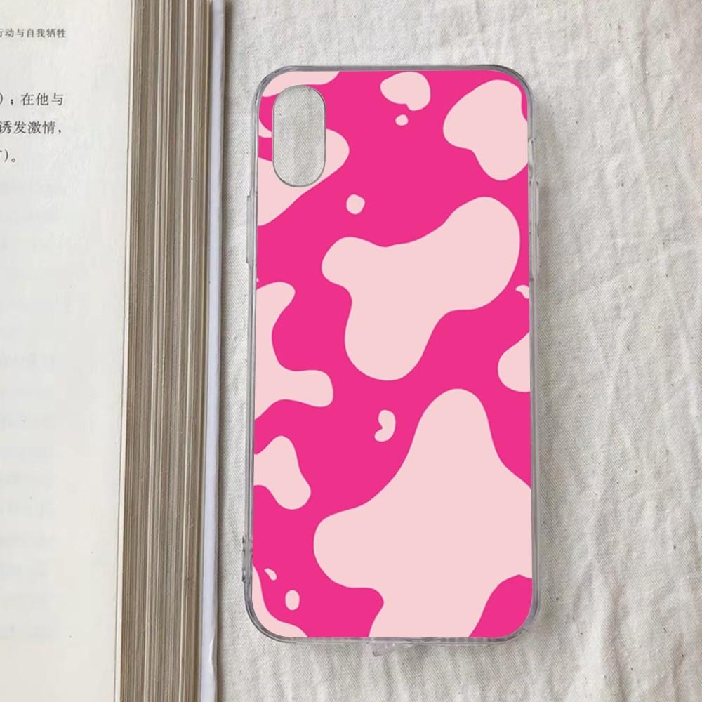 Cow Pattern Phone Case For iPhone 15 13 14 Pro Max XS XR 12 11 Pro 13 Mini 6 7 8 Plus Clear Back Cover Capa
