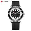 CURREN Men's Fashion Quartz Watch Outdoor Large Dial Luminous Waterproof Silicone Strap Sport Wristwatch