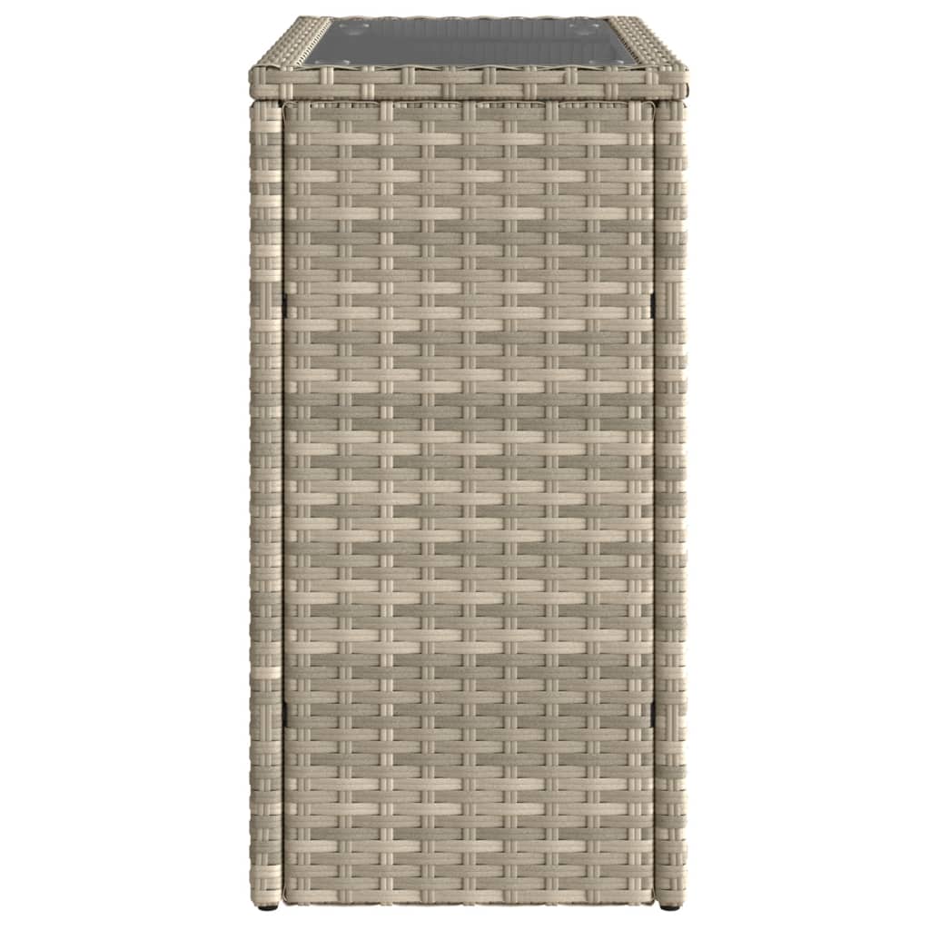 Garden Side Table with Glass Top 58 x 27.5 x 55 cm Poly Rattan