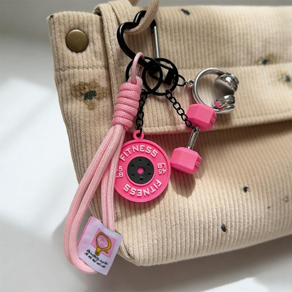 with Buckle Fitness Series Pendant Detachable Bag Charm Creative Simulation Dumbbells Keyring розовый