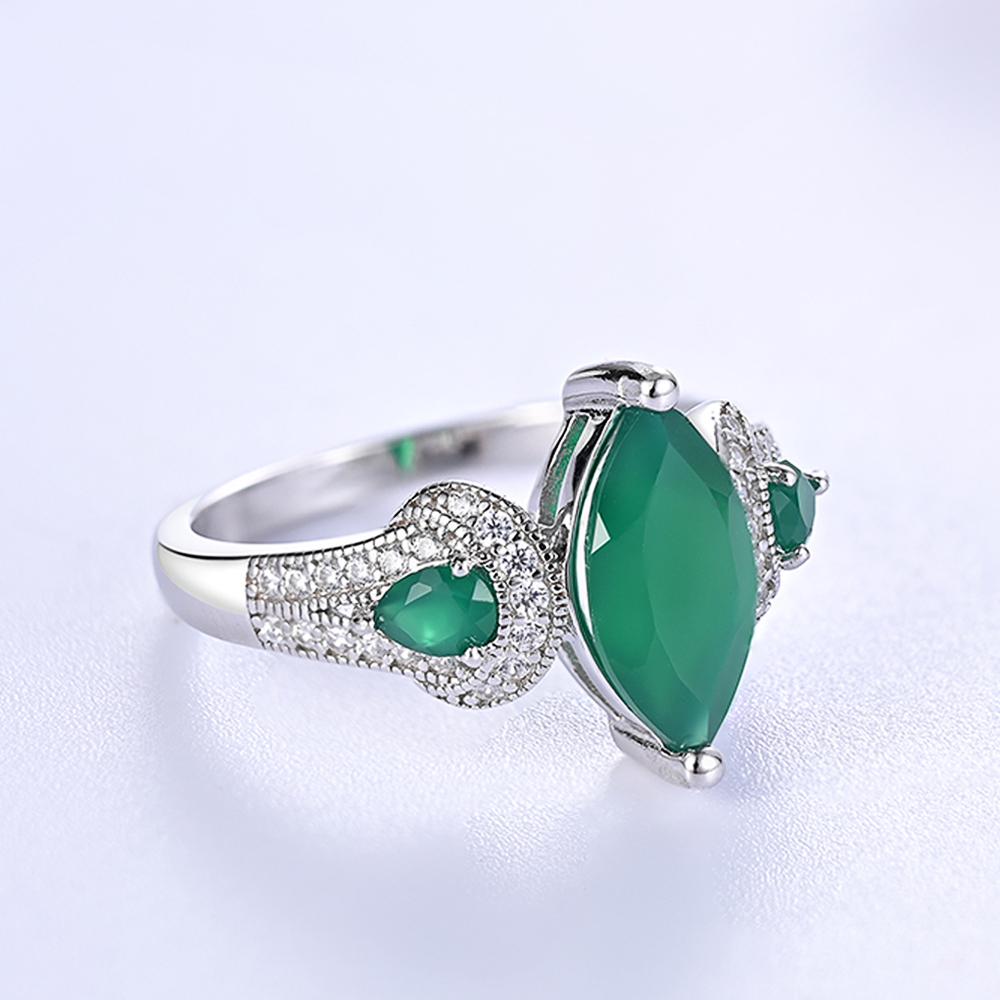 Unik sølvring med 2,1 ct grønn agat naturlige edelstener fine smykker for kvinner kone daglig bruk fin gave