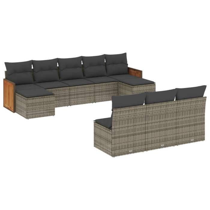 VidaXL Garden Lounge Set with Cushions 10 Pcs, Patio Sofas, Patio Furniture Set, Outdoor Furniture, Grey 3228069