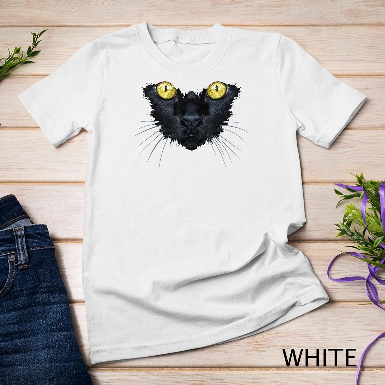 Black Cat Shirt Yellow Eyes Kitty Kitten Cat Face T-Shirt Unisex T-shirt 3XL