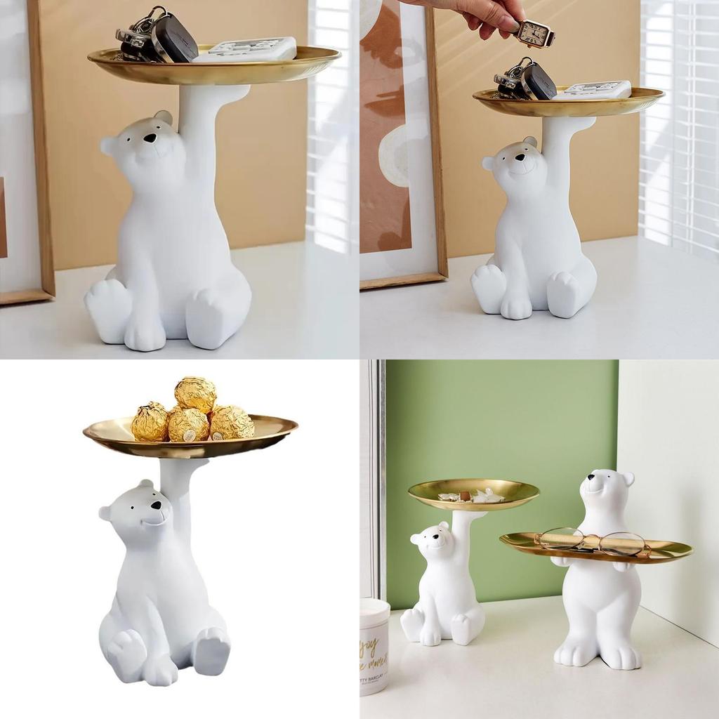Modern Arctic Bear Key Holder Tray With Silicone Material For Living Room Decor