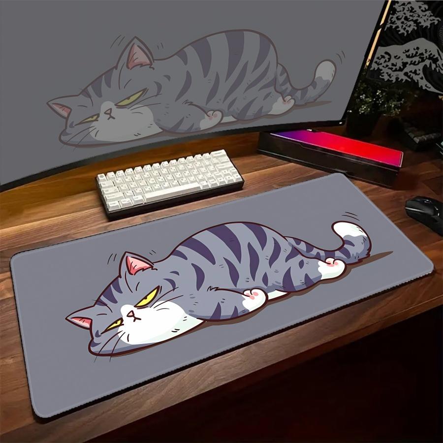 Large Anime Cat Mouse Pads Cute Black Fed Gaming Mousepad Desk Mat Surface Gaming XXL Mousepads Keyboard Cute Desktop Mat