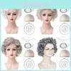 Elegant Short Curly Granny Wig Seven Piece Set Perfect For Halloween And Costume Parties