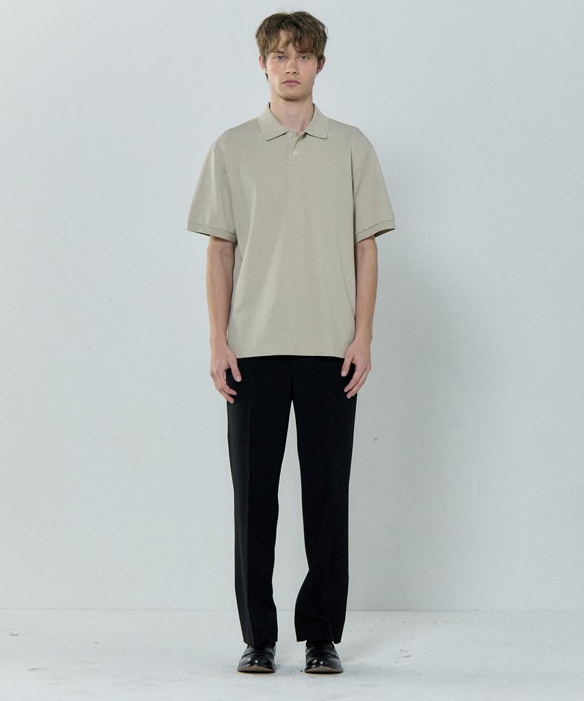 BASIC HOUSE Linen-Like Tapered Fit Slacks Black Lzpt3104