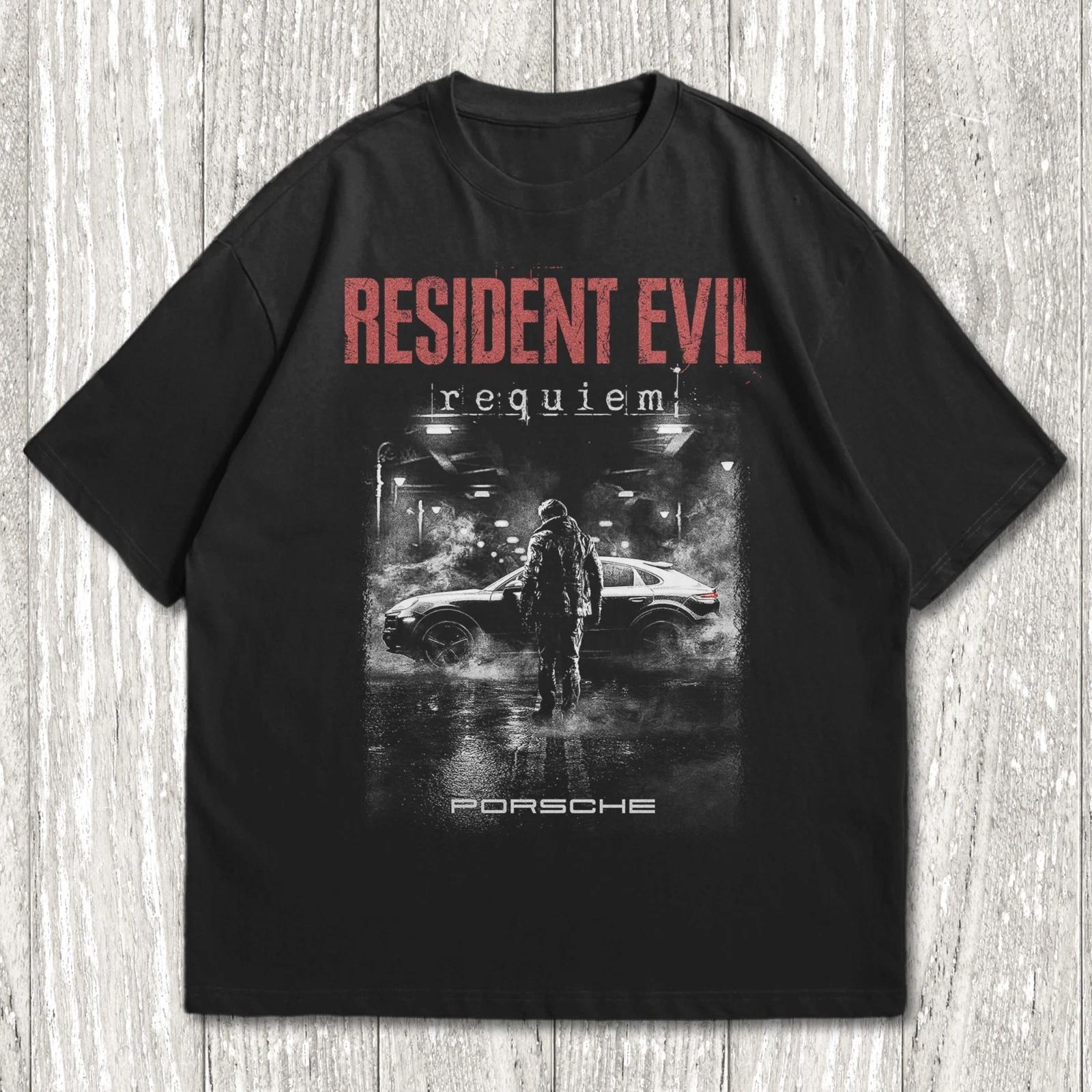 Футболка Resident Evil Requiem - Футболка Леон Кеннеди - Черная футболка Porsche XL