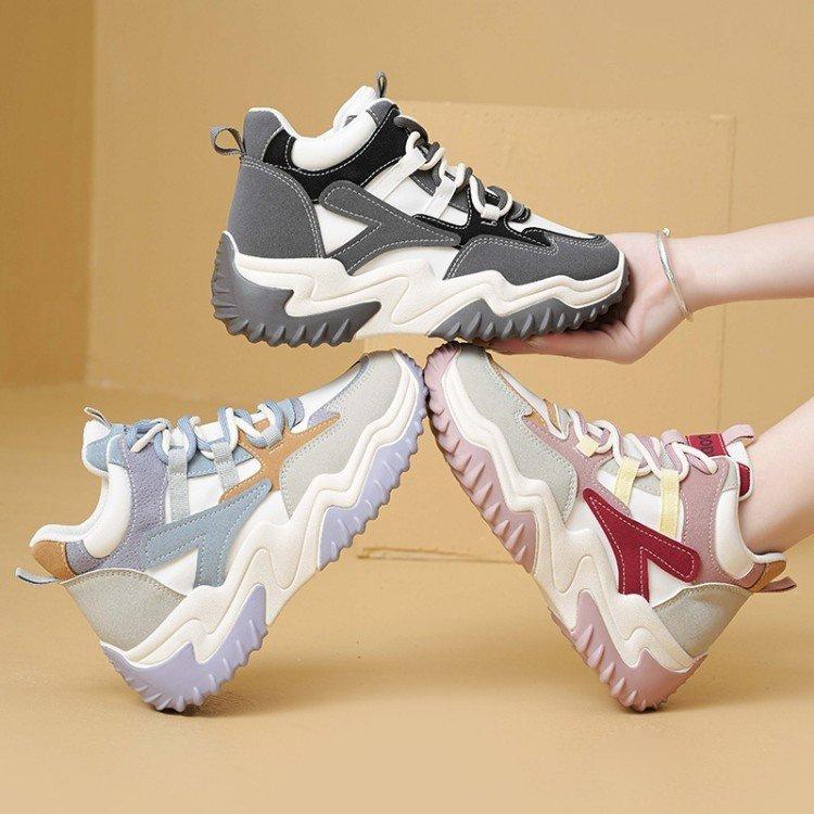 2025 autumn ins tide Korean version of the new dad shoes female students versatile sports shoes street shot heightening shoes female Z310