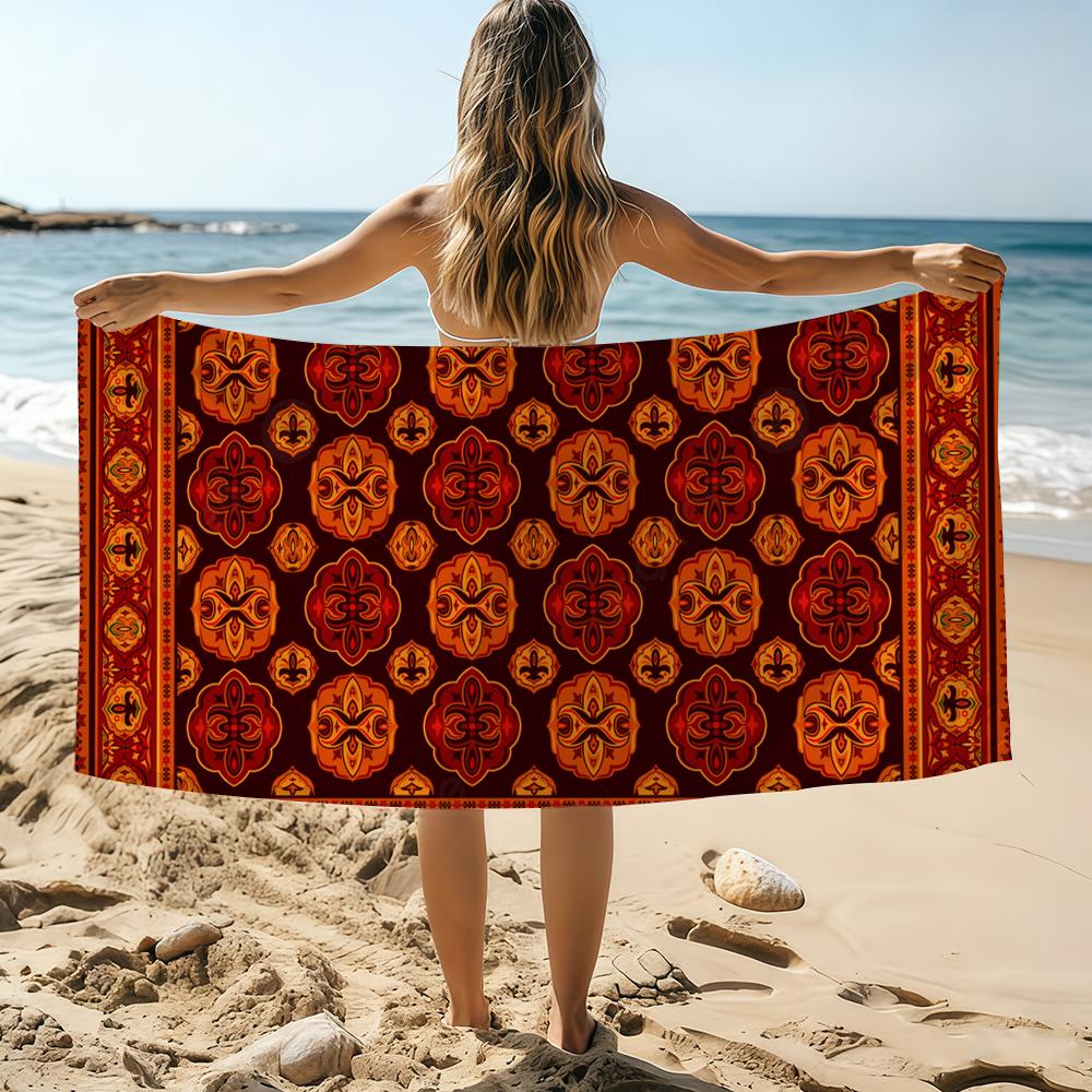 

Persian Carpet Floral Pattern Towel Beach Towel Oversized Quick Dry Towel Absorbent Soft Swim BeachTowels for Men Women W30*H60(CM)