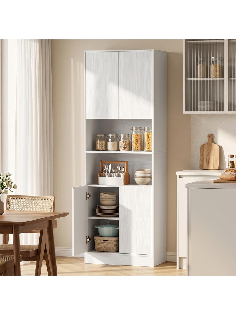 170 cm Tall Kitchen Cupboard Soft-Close Hinges White Wood Effect