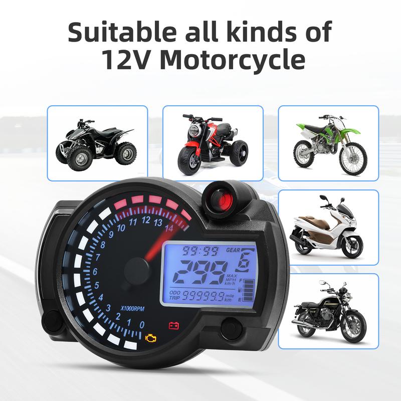 12V Universal 7 Color Backlight Motorcycle Speedometer Tachometer RPM Odometer Panel Dashboard for Honda Suzuki Yamaha Kawasaki