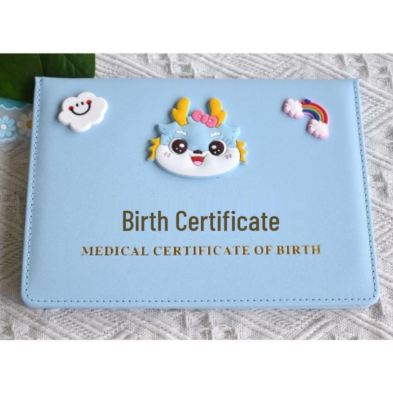 Dragon Baby Leather Case Set: Birth & Medical Certificate Protector with Vaccination Record Book.