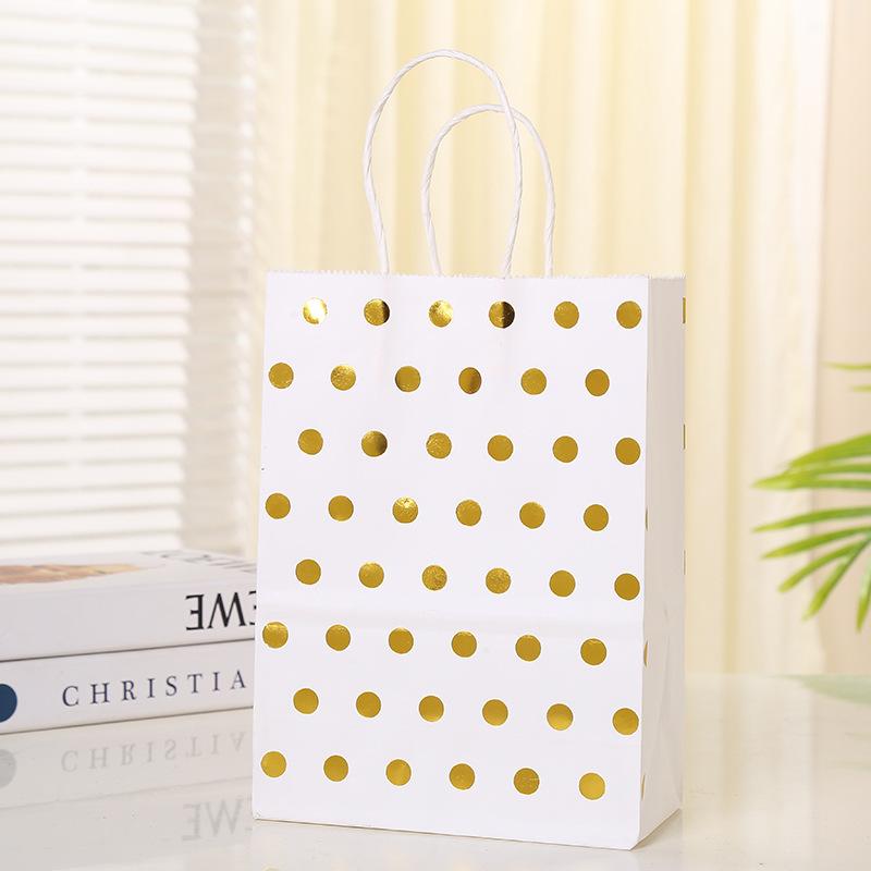 

12 White and Gold Foil Gift Bags with Handles, Party Gift Bags, Birthday Bags, Wedding Bags, Christmas Gift Bags 15x11x6cm