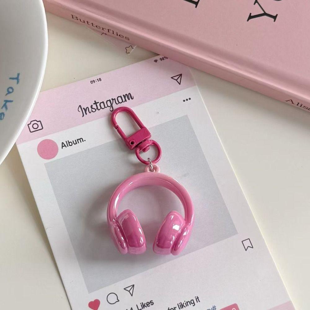 5Pcs Funny Headset Shape Keychain Colorful Car Key Ring Mini Earphone Shape Pendant  Bag Decoration