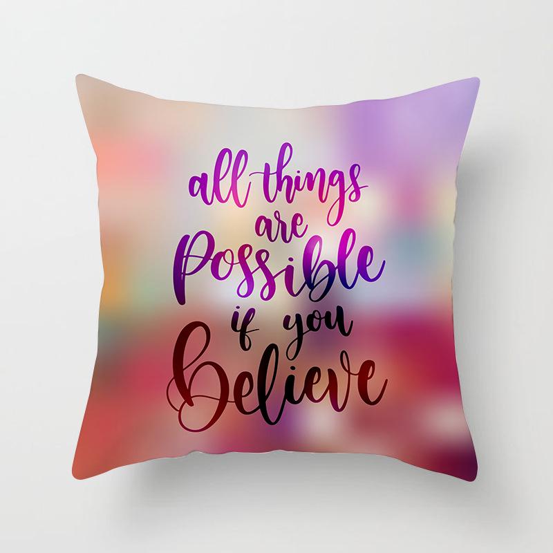 Modern Simple Pillow Letter Watercolor Print Pillow Cushion Cover Home Supplies