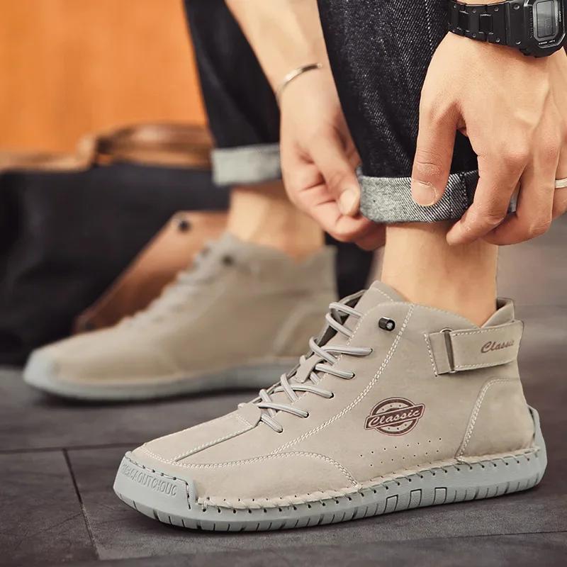 New Men's Boots PU Leather Men Ankle Boots Work Boots Outdoor Casual Sneakers Handmade Men's Luxury Boots Leather Designer Boots