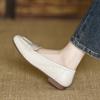 French Soft Leather Shallow Mouth Flat-soled Single Shoes Women's 2025 New Soft-soled One-pedal Square Head Low-heeled Doudou Loafers