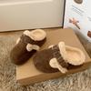 2026 New Women Slippers Fur Flats Short Plush Mules Shoes Women's Fashion Buckle Soft Sole Cotton Shoes Suede Home Warm Slippers