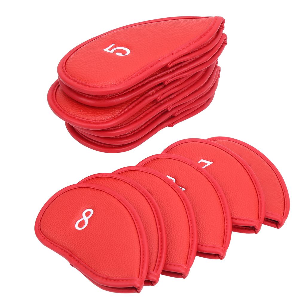 12 Stück Tasche Golfschläger Eisenkopfschoner Wasserdichter Schutz Golfschlägerkopfschutz mit Nummernrot