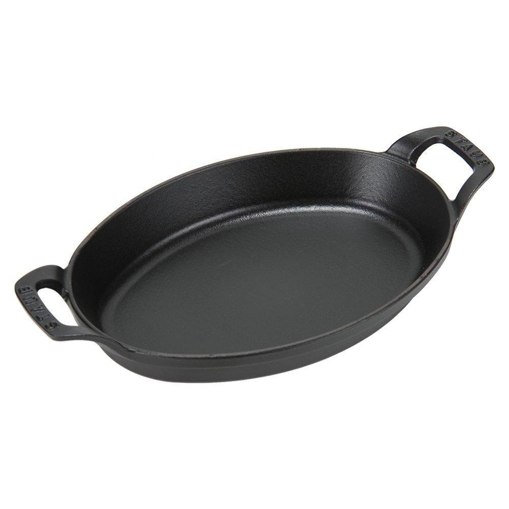 Pot Staub Oval Stackable Dish 28cm Gratin Dish IH Compatible Enamel Stylish Oven Dish 1302923 Black Oval Stackable Dish Black [Staub]