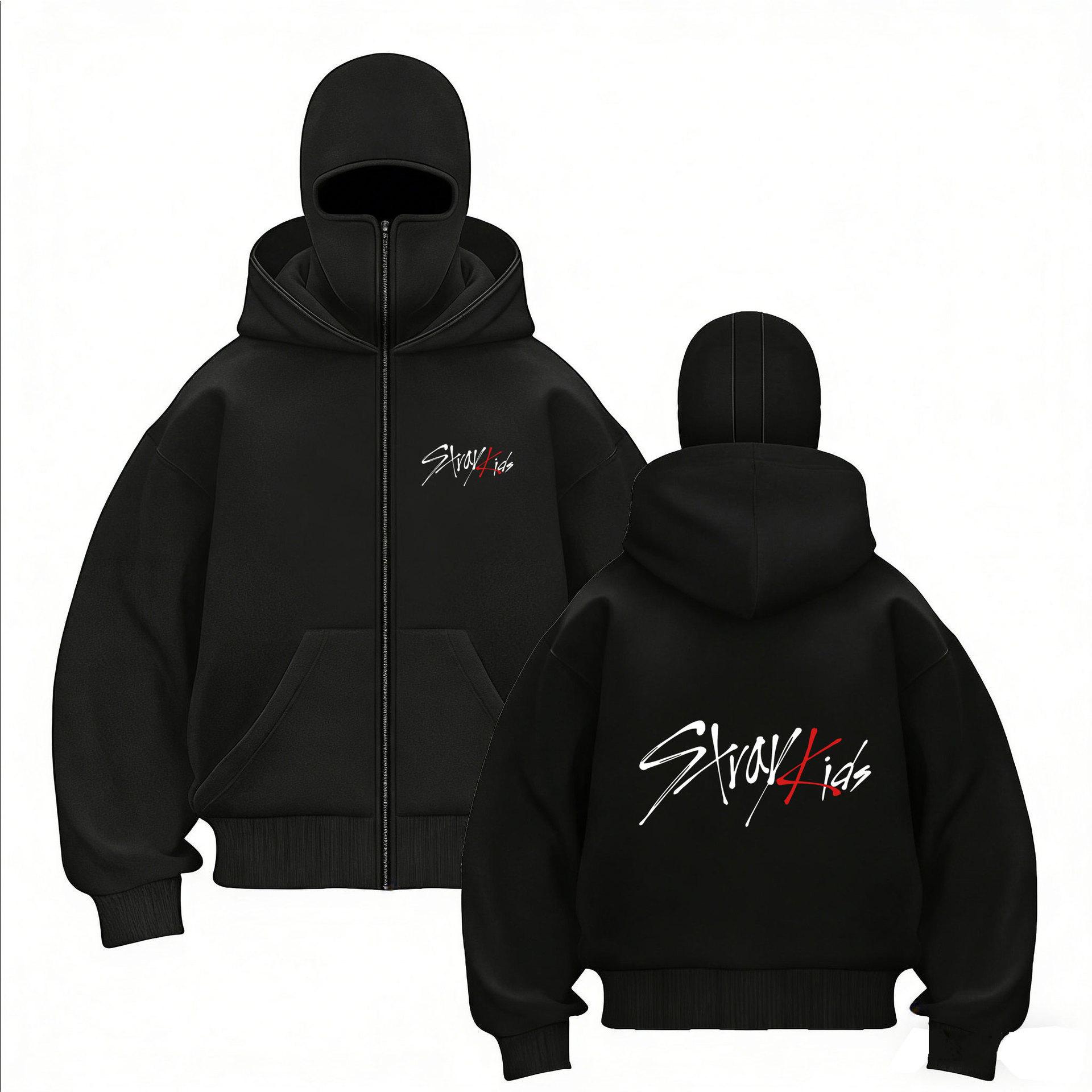 

Світшот на блискавці з принтом-комбінацією StrayKids, Новий, З подвійним капюшоном, Пуловер на блискавці, Чоловіча та жіноча куртка-світшот S