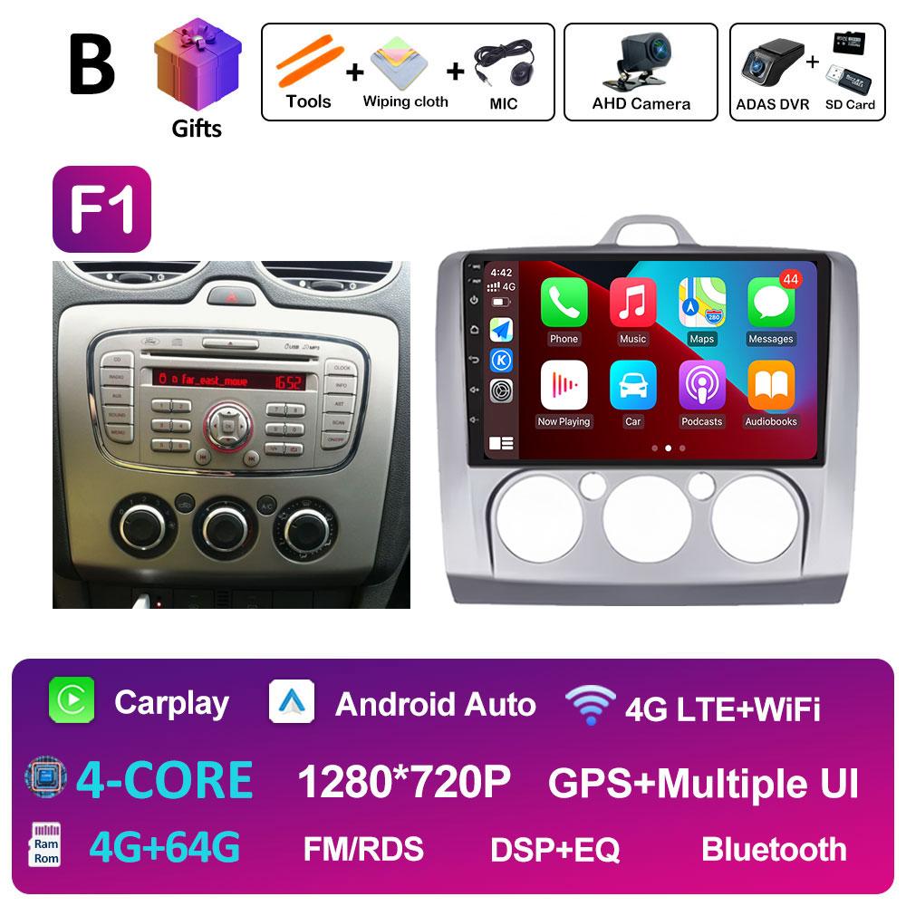 Car Video For Ford Focus 2 3 Mk2 Mk3 2004 2005 2006 2007 - 2011 Radio Player Wireless Carplay Android Auto Touch Screen No 2 Din