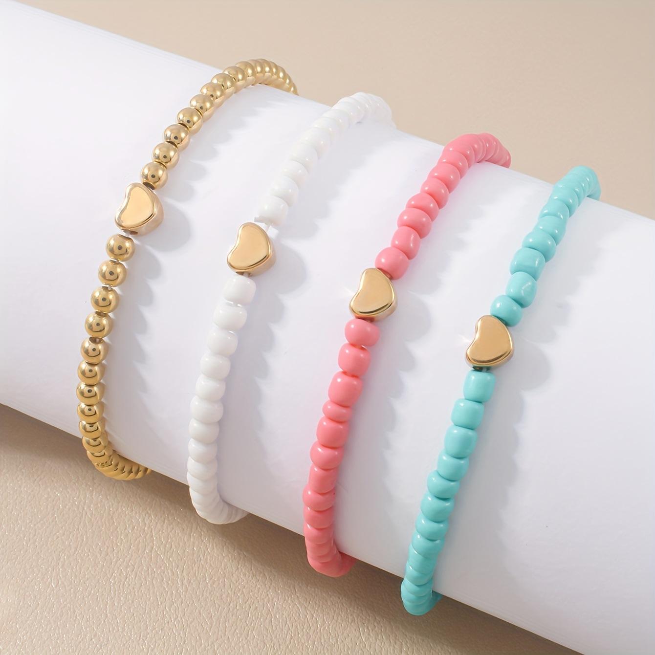 

Summer jewelry simple style love rice beads elastic bracelet set bracelet