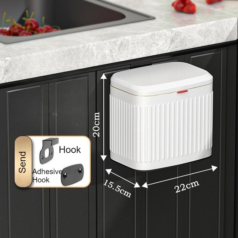 

Wall Mounted Kitchen Trash Bin Stainless Steel Luxury Trash Can Large Capacity Food Waste Litter Bins Home Bathroom Accessories