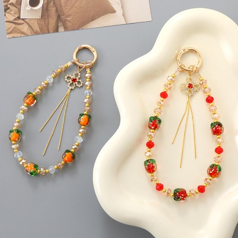 Elegant Handmade Beaded Keychain Pendant Mobile Phone Chain Strap Fashion Cellphone Rope Women Telephone Lanyard Jewelry