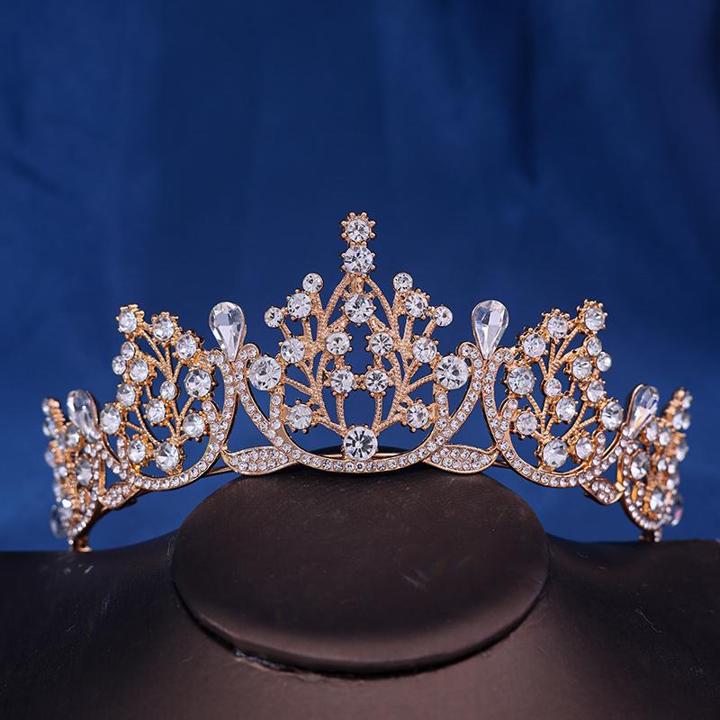 Barock Vintage Prinsessa Drottning Brudkrona Huvudsmycke Kristalltiara För Kvinnor Bröllopskrona Hårklänningstillbehör Smycken