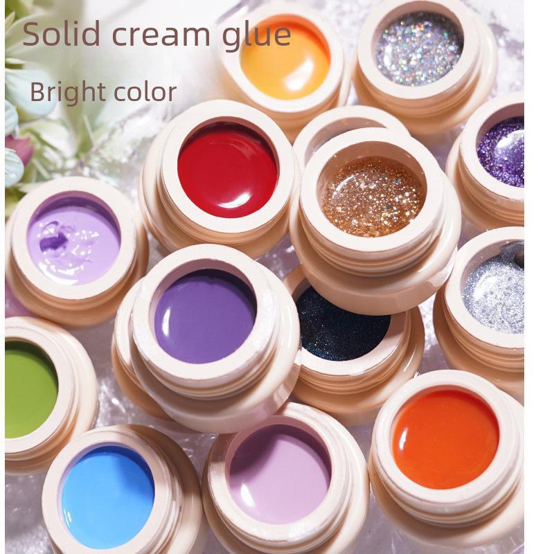Ice-Clear Solid Cat's Eye Nail Polish - Smooth Cream Color Glue