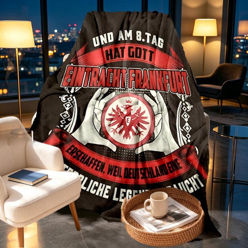 Eintracht Frankfurt Decke mit Aufdruck - Weich & Bequem, für Schlafzimmer, Reisen, Sofa, Heimdekoration - Geburtstags-Weihnachtsgeschenk für Freund