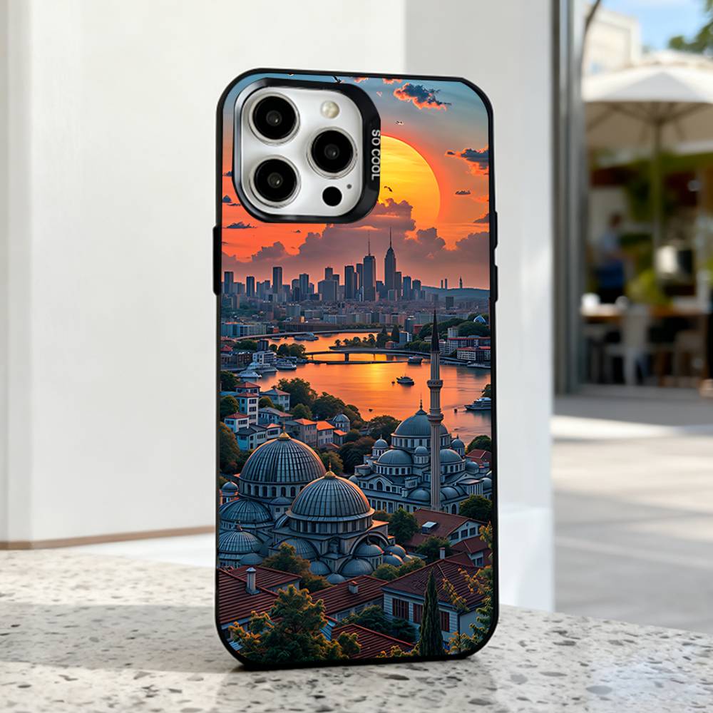 Turkey Istanbul Scenery Phone Case For iPhone 17,16,15,14,13,12,11,Pro,Max,Plus,E,Air,Mini Black IMD Cover