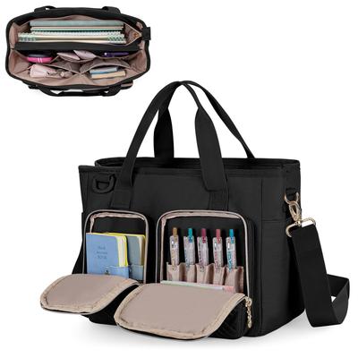 Teamoy Tote 10 A4 with and Pen Large Black Bag, Pockets, Size, D-ring Slot, Capacity, Lightweight, Tote/Shoulder Bag, Commuting, School, Mother's Bag,