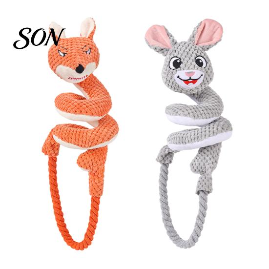 Engaging Toys to Reduce Anxiety Dog Tug Rope Toy, Cute Fox Rabbit Squeaky Chew Toy with Crinkle Paper, Comfortable Plush for Pets Pull Interactive