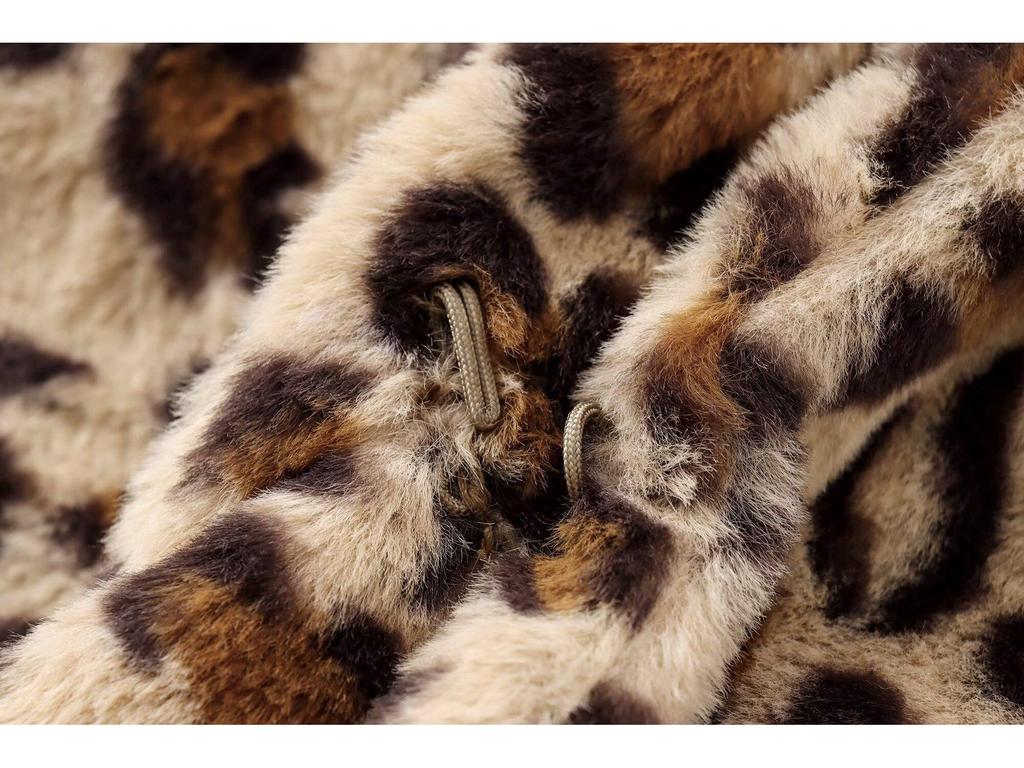 2024 Fall/Winter Faux Fur Leopard Print Mid-Length Coat