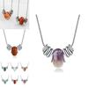Stylish Korean Natural Crystal Stone Necklace For Women With Delicate Titanium Steel Detail