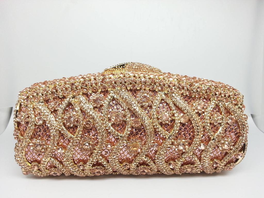 Boutique De FGG (auf Lager) Damen Champagner Kristall Clutch Abendtaschen Hochzeits-Cocktail Minaudiere Diamant Handtasche und Geldbörse
