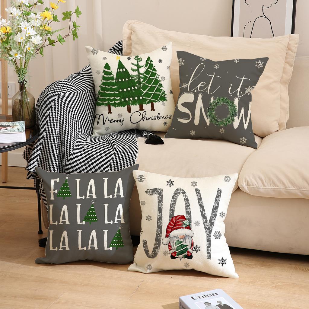 Simple and Versatile Christmas Decorative Pillow Letter Print Pillow Gray Set Sofa Pillow Cover