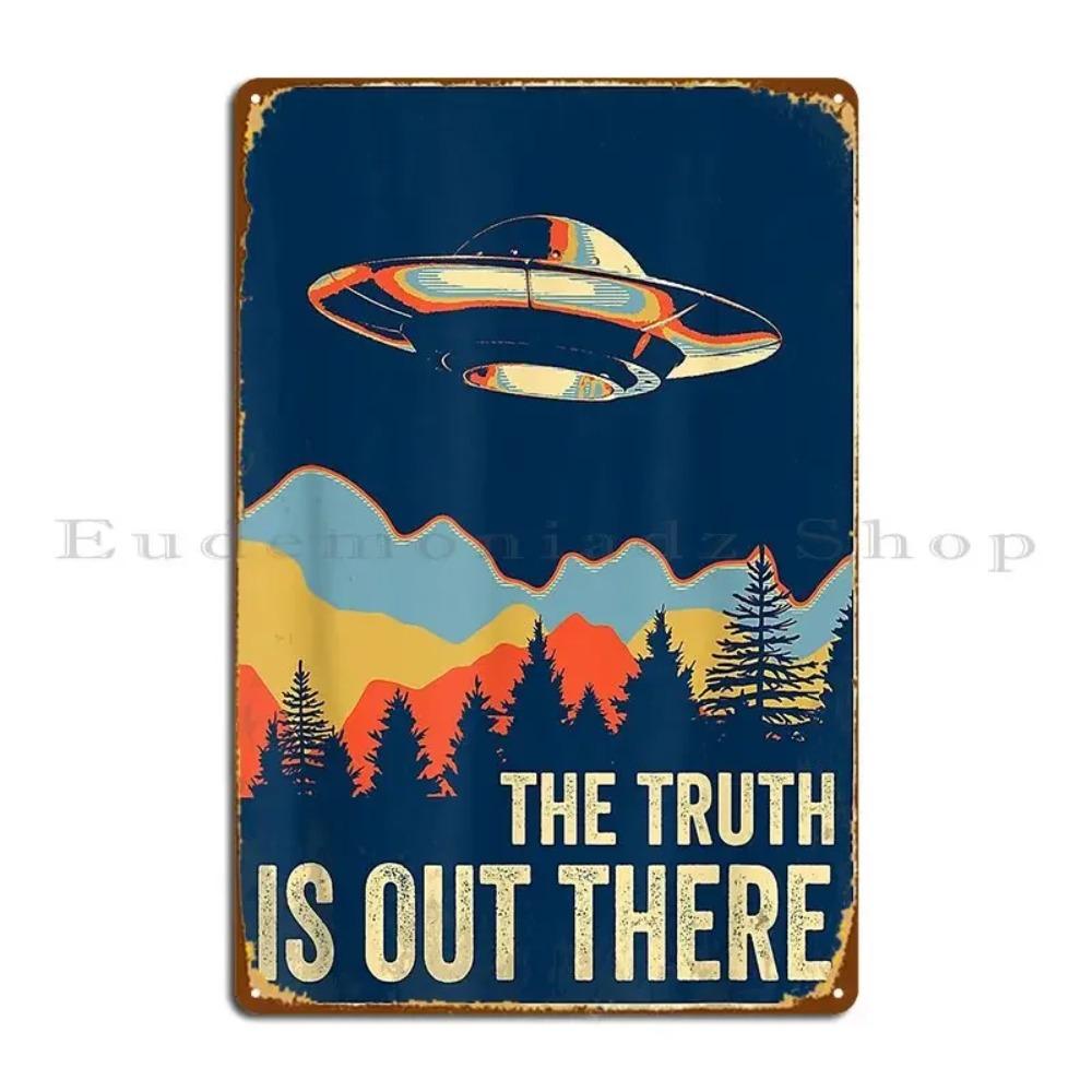 XFilesUFOVintageTinSign X Files Metal Tin Sign - "The Truth Is Out There" Retro UFO Aliens Design, Pub/Rusty Wall Decor