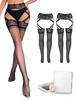 Sexy Garter Belt Cross Linked Design Pantyhose High Floral Fishnet Beautiful Cosplay Black [ohyeahlady] Stockings, Style, Lace, [XS-5XL, Elasticity,