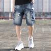 Men's Denim Workwear Shorts, Men's Loose Multi-pocket Shorts, Japanese Oversized Perforated Men's Shorts