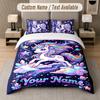 Unicorn Theme Custom Text Or Name 3Pcs Bedding Set 1 Flat Sheet & 2 Pillowcases Personalized Home Bedding