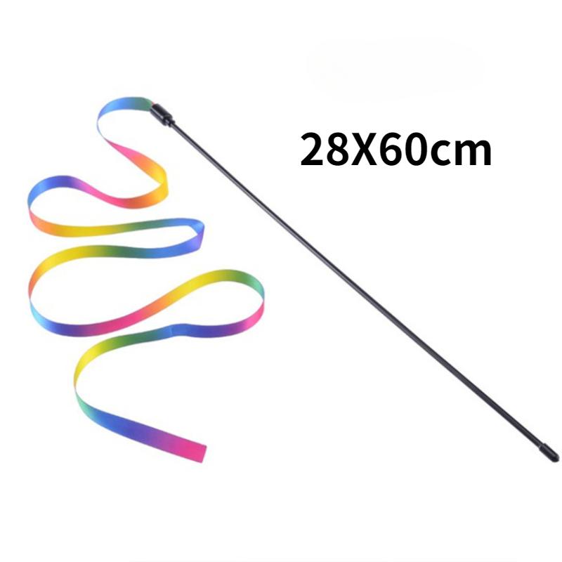Pet Cat Toys Cute Funny Rainbow Strips Stick Cat Teaser Wand  Pet Toys for Cats Interactive Toys Cat Supplies Pet Products